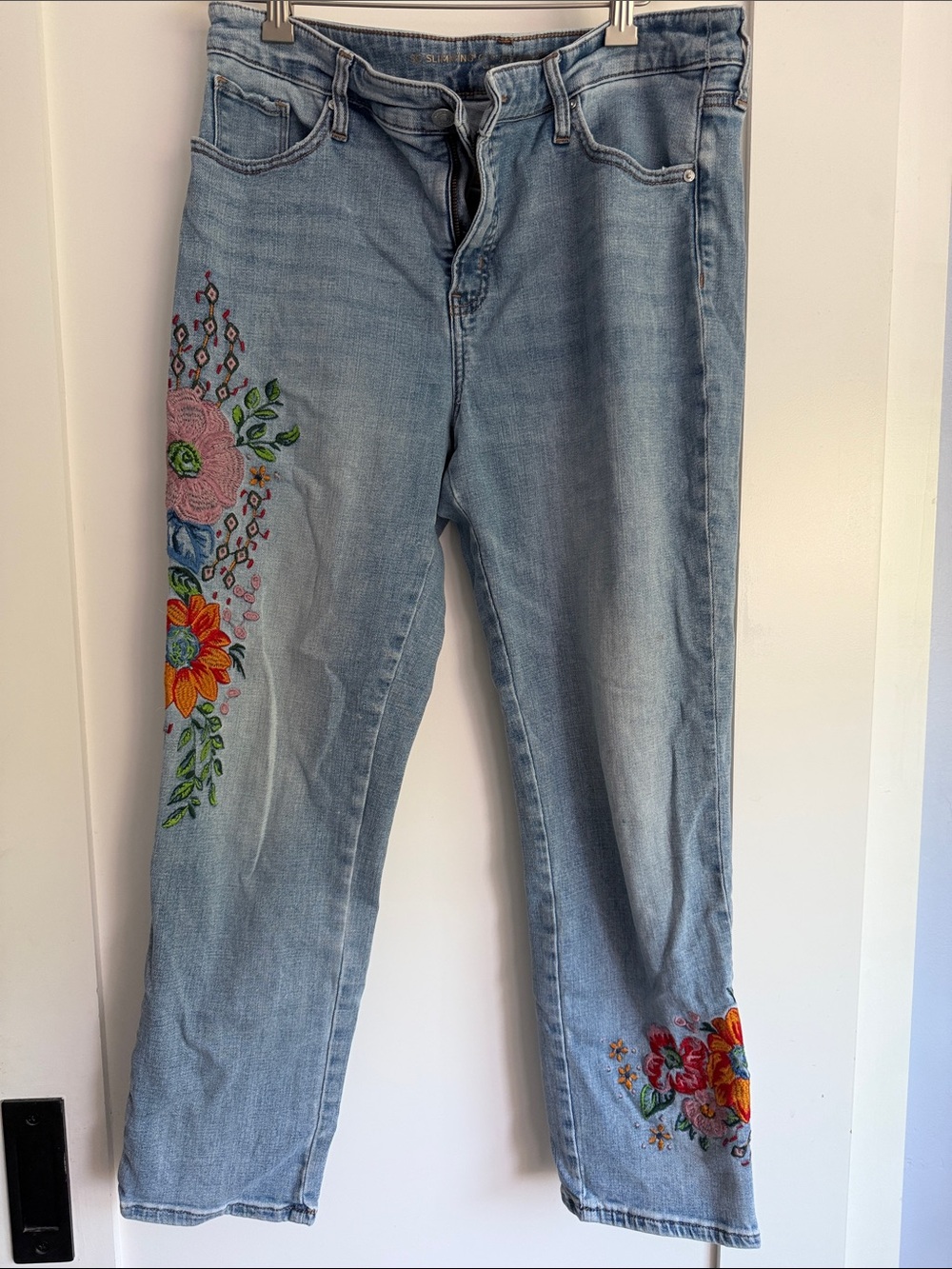 Chico's Embroidered Girlfriend Straight-Leg Jeans